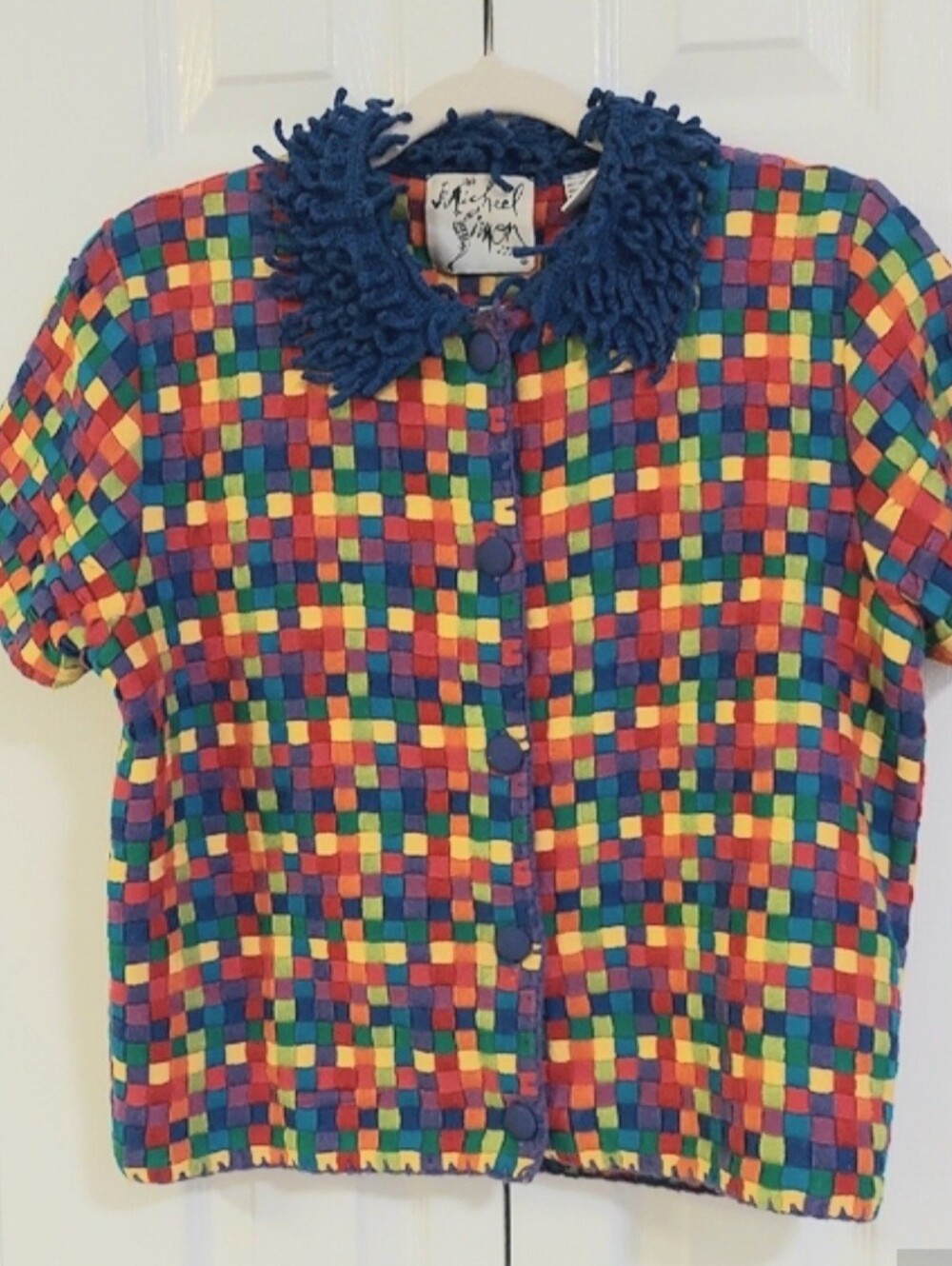Michael Simon Top, Size M, Woven Knit, Cotton, MultiColor, Vintage - Picture 4 of 9
